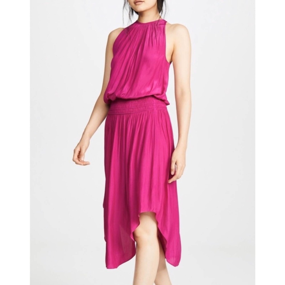 Ramy Brook Audrie Audrey Hot Pink Midi Dress M
